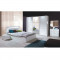 Set dormitor (dulap + pat 160x200 + 2x noptiera), alb alb lucios HG, ASIENA