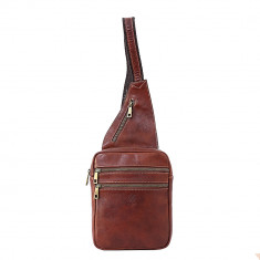 Geanta barbati/crossbody din piele naturala, coniac, GB105A foto