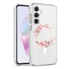Husa pentru samsung galaxy a16, atasare magnetica, magsafe, pink wreath 2, clear
