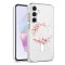 Husa pentru samsung galaxy a16, atasare magnetica, magsafe, pink wreath 2, clear