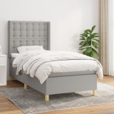 Cumpara ieftin Pat box spring cu saltea, gri deschis, 100x200 cm, textil