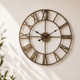 Ceas de perete metalic, diametru 50 cm, bronz, cifre romane, CMCLASS
