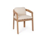 Cumpara ieftin Set 2 scaune lemn masiv acacia maro perne crem Pablo 58x60x79h