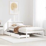 VidaXL Cadru de pat fără saltea, alb, 90x200 cm, lemn masiv pin