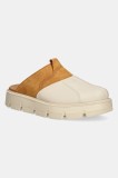 Sorel slapi de piele REIN CB CLOG femei, culoarea bej, cu platforma, 2113131165
