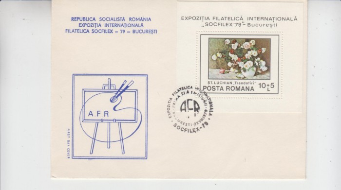 C12 - FDC Romania - Expozitia filatelica Socfilex79 - colita - LP987 - 1979