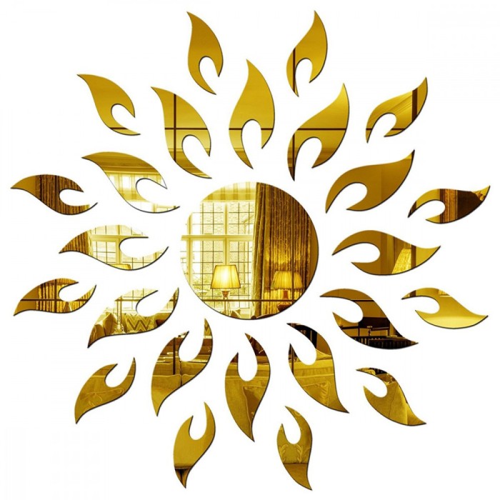 Set Oglinzi Design 3D GOLD SUN MyStyle&reg; - Oglinzi Decorative Acrilice Luxury Home 27 buc/set