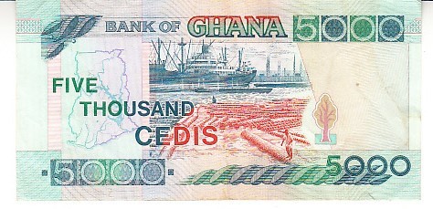 B11 1 - Bancnota foarte veche - Ghana - 5 000 cedis - 2000