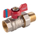 Robinet de trecere cu bila Ferro F-Comfort, cu racord olandez, alama, filet interior-exterior, 3/4&quot;, PN20, maner fluture
