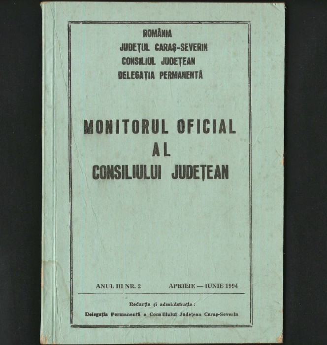 MONITORUL OFICIAL AL CONSILIULUI JUDEȚEAN CARAȘ-SEVERIN, BANAT - REȘIȚA,1994