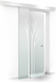 Usa glisanta Boss &reg; model Peace alb, 80x215 cm, sticla mata 8 mm, culisanta in ambele directii, Modern Glass Art