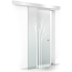 Usa culisanta Boss &reg; model Peace alb, 60x215 cm, sticla mata 8 mm, glisanta in ambele directii