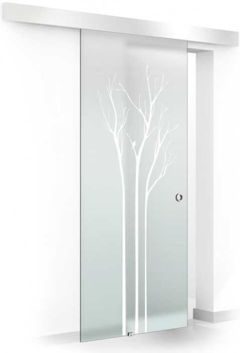 Usa glisanta Boss &reg; model Peace alb, 80x215 cm, sticla mata 8 mm, culisanta in ambele directii