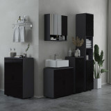 Cumpara ieftin Kleankin Mobilier de baie cu dulap cu 2 uși, Mobilier de baie din lemn cu poliță reglabilă, 60x30x60cm, de culoare negru