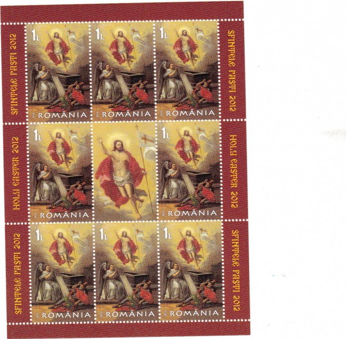 ROMANIA 2012, SFINTELE PAȘTI, MINICOALA, MNH, LP 1935