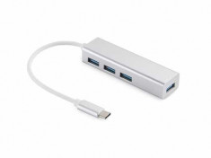 Hub USB-C - 4x USB 3.0 Sandberg 336-20 SAVER, aluminiu foto