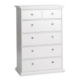 Comoda 6 sertare pal laminat mdf lacuit alb Paris 96x49x140 cm