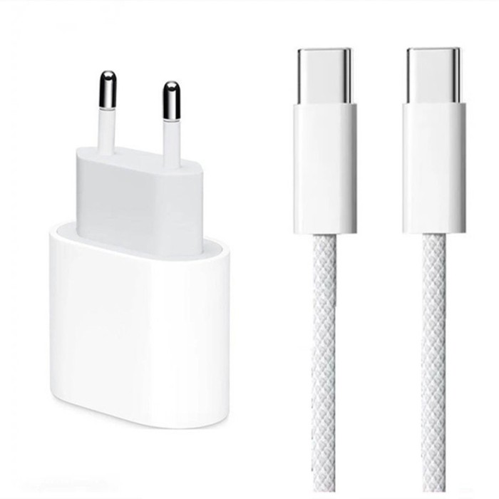 Incarcator Rapid USB-C 30W Compatibil cu iPhone 15/15 PRO/15 PRO MAX/SAMSUNG/ AirPods/Huawei/Google , Cablu USB-C Alb