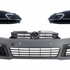 Bara Fata cu Faruri LED Semnalizare Secventiala VW Golf VI 6 MK6 (2008-2013) R20 Look Cu PDC Performance AutoTuning