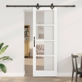 Ușă glisantă cu set de accesorii Alb 73.5x211 cm Lemn masiv Pin