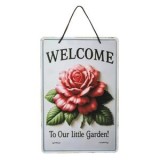 Decoratiune Metalică Suspendabilă Trandafir 'Welcome To our Little Garden', CMCLASS