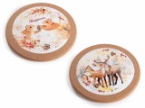 Cumpara ieftin Set 6 suporturi vase fierbinti Craciun pluta ceramica multicolora &Oslash; 19,5 cm