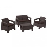 Cumpara ieftin Set de mobilier de grădină Corfu, culoare maro, cu perne taupe calde