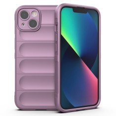 Husa pentru iphone 13, antisoc, margini cu striatii, design minimalist, purple foto