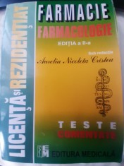 Farmacie Farmacologie Teste comentate LIcență și Rezidențiat - Aurelia Nicoleta Cristea