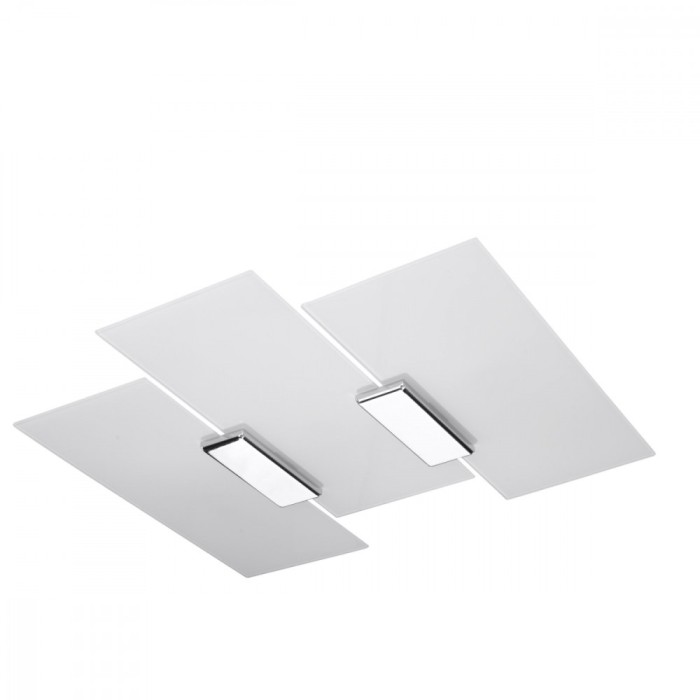 Lustră De Tavan Fabiano Crom/Alb Oțel/Sticlă 3 Becuri Dreptunghiulară Modernă De Interior