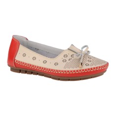 Balerini dama din piele naturala Feeling Moreno, beige-red, 37