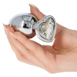 Plug Anal Metal Clear Heart Jewel Large