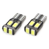 Bec de pozitie LED T10 W5W 12V, 6 SMD 5730 alb, AMIO, set 2 buc