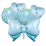 Set 5 baloane folie, 45cm &ndash; 80cm, it&rsquo;s a boy &ndash; baby boy, albastru, Ropet