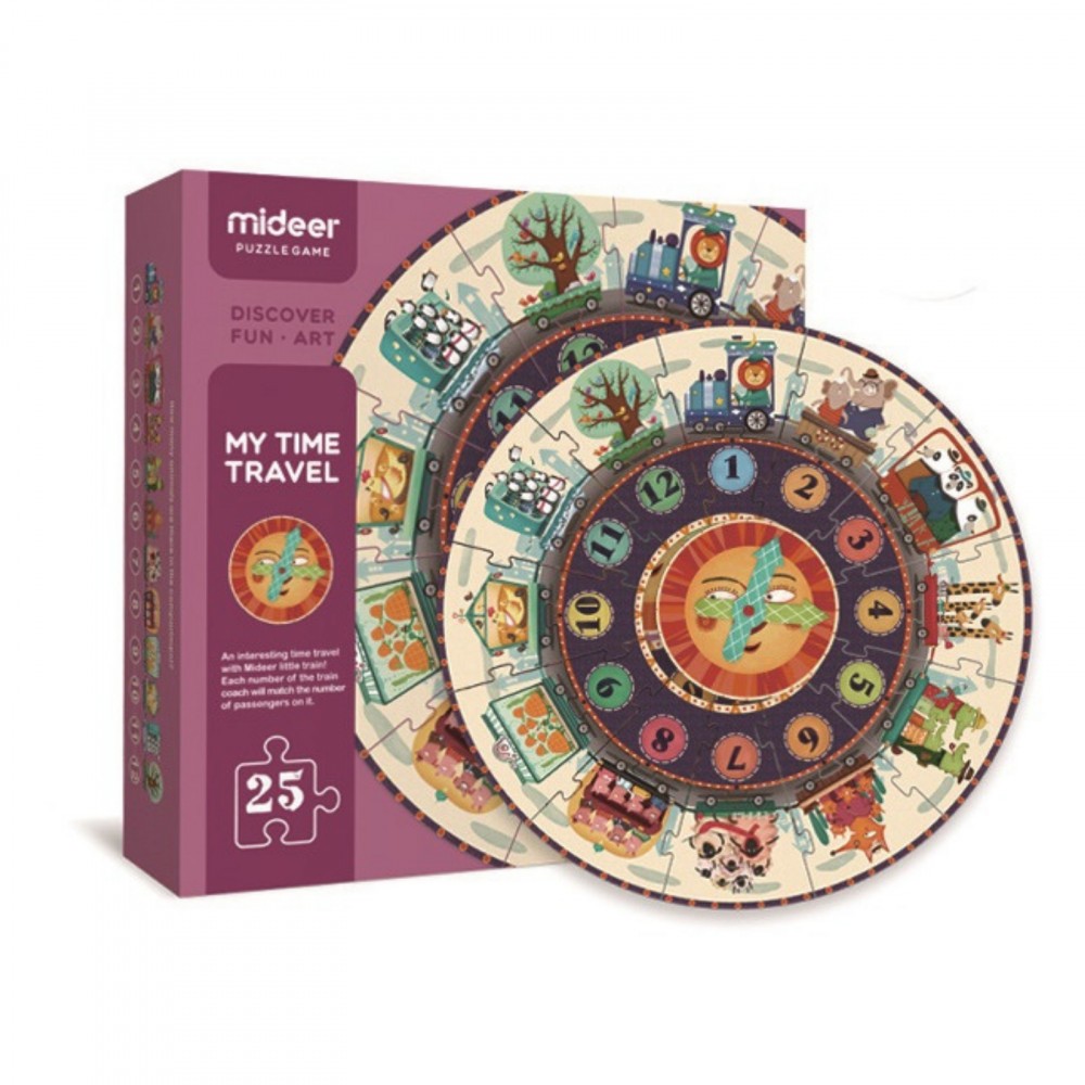 Puzzle Rotund pentru Podea, Invata Ceasul si Asociaza Imaginile 