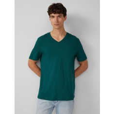 s.Oliver Tricou barbati cu decolteu in V, Regular fit, din bumbac, Verde inchis, S