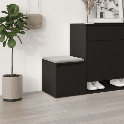 vidaXL Cutie cu sertar, negru, 40,5x40x40 cm, lemn compozit foto