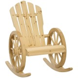 Outsunny Fotoliu de Grădină Adirondack cu Leagan Rocking Chair Stil Rustic Șic brațe Roți de Căruță Lemn de Brad Natural | Aosom Romania