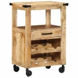 Troler de Bucătărie 55x40x80 cm Lemn Rustic Masiv de Mango