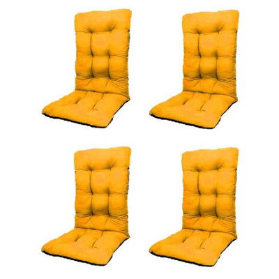 Set Perne pentru scaun de casa si gradina cu spatar, 48x48x75cm, culoare galben, 4 buc/set foto