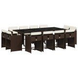 Cumpara ieftin Set mobilier de gradina, 13 piese, maro, cu perne, poliratan