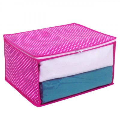 Husă Depozitare Imbrăcăminte, Model Fără Brand, Fermoar Rezistent, Fereastră Mare, Capacitate 35x30x20cm, Roz foto