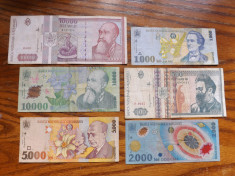 Romania - Lot nr. 2 : Bancnote de la 500 lei 1992 la 10000 lei 2000 (2001) foto