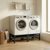 vidaXL Suport pentru mașina de spălat 2 pcs Negru Oțel 42022041