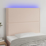 VidaXL Tăblie de pat cu LED cappuccino 80x5x118/128cm, piele ecologică