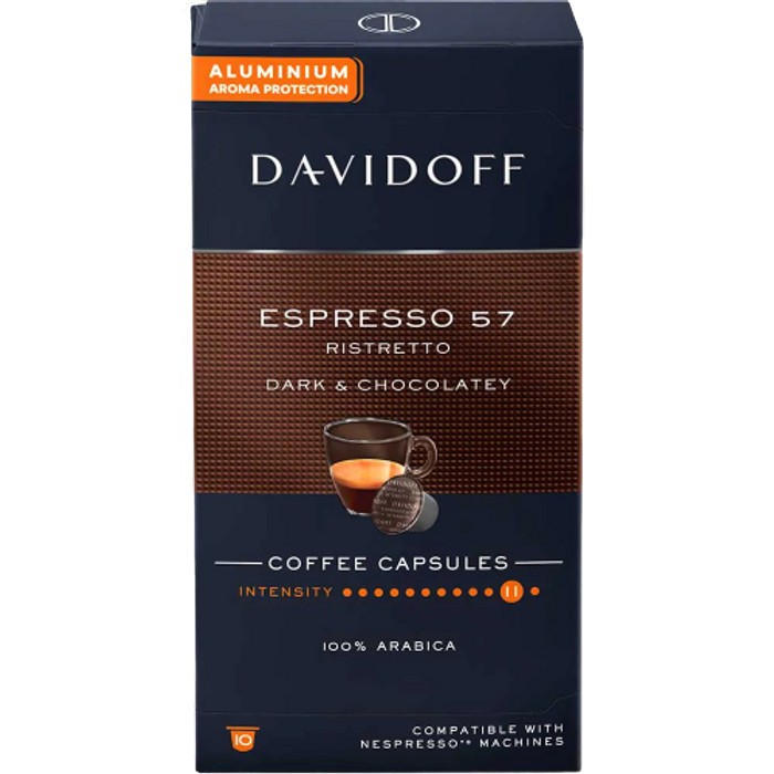 Davidoff 57 Espresso Ristretto Capsule Nespresso, 10 buc