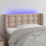 VidaXL Tăblie de pat cu LED, cappuccino 83x16x78/88 cm piele ecologică