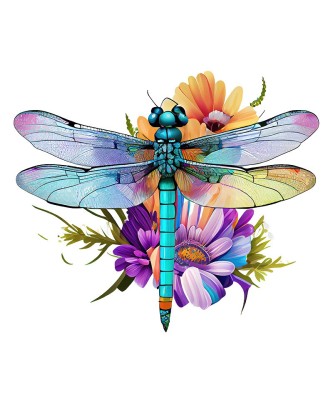 Sticker decorativ, Libelula, Albastru, 62 cm, 1206STK-4 foto