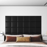 vidaXL Tăblie de Pat pentru Perete 12 pcs Negru 30 x 30 cm țesătură 4008323