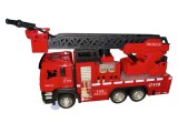 Masina Pompieri Metal/Plastic cu Fum, Lumini si Sunete, Scara Rotativa 360&deg;, Jucarie Baieti/Fete 1-6 Ani